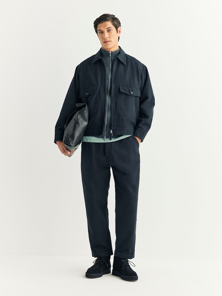 Universal Works Black Canvas Super Turn Up Chinos - Image 1 of 6 Universal Works Black Canvas Super Turn Up Chinos - Image 1 of 6