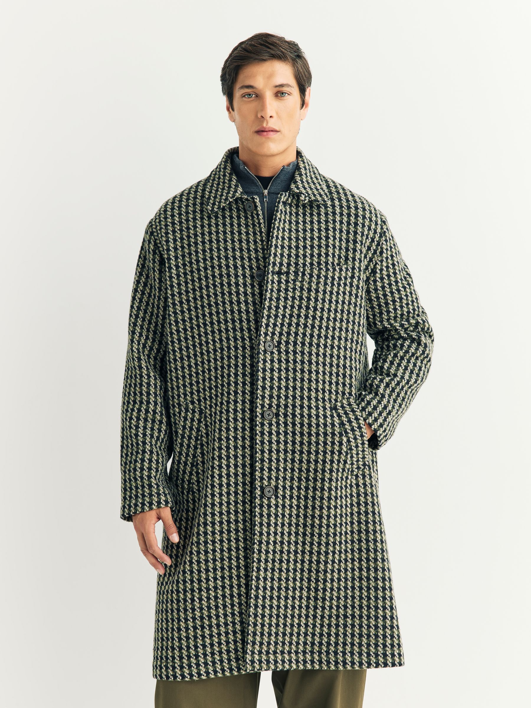 Buy Universal Works Brown Single Long Swing Check Breasted