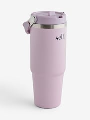 self. Keepsake Lilac 900ml Stainless Steel Flip Straw Water Bottle - Image 4 of 5