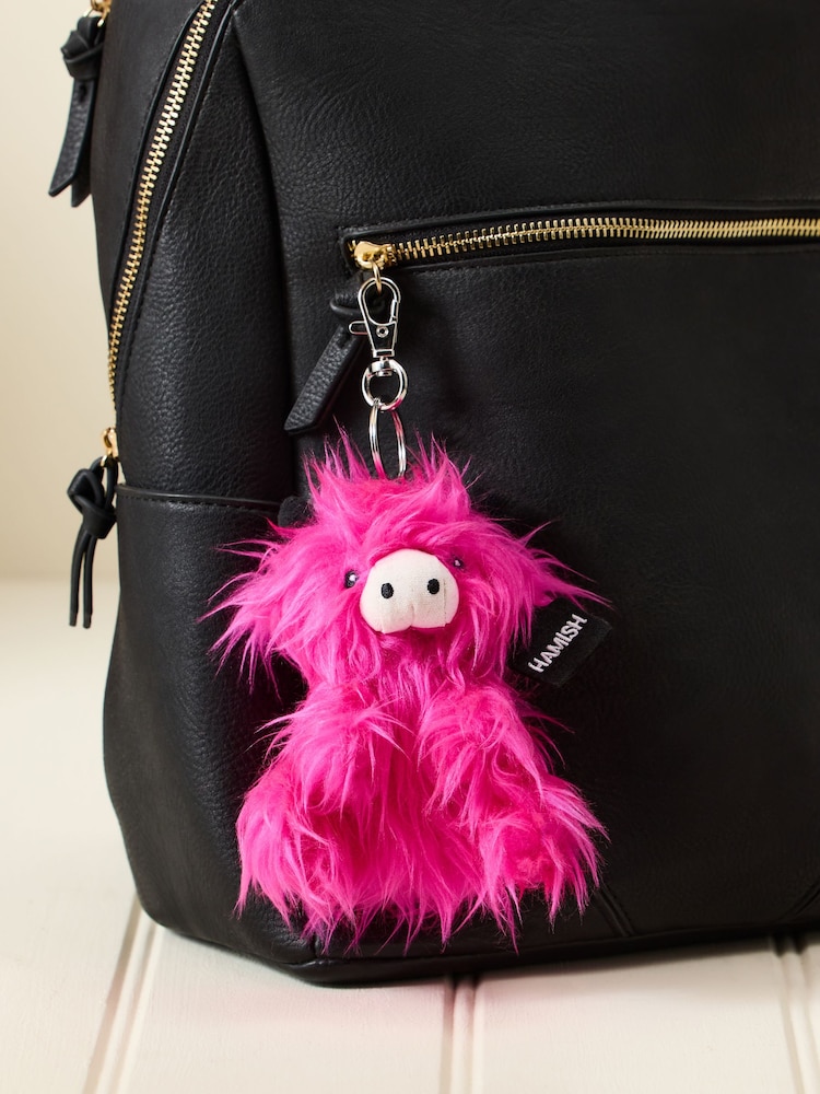 Pink Hamish the Highland Cow Cute Plush Keyring Bag Charm - Image 1 of 1 Pink Hamish the Highland Cow Cute Plush Keyring Bag Charm - Image 1 of 1