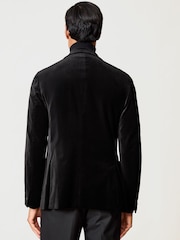 Schwarz - Reiss Royale Double-Breasted Velvet Blazer Regular-Fit - Bild 7 von 10