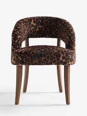 Set of 2 Alaska Faux Fur Leopard Remi Dark Wood Leg Dining Chairs - Image 5 of 9