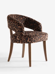 Set of 2 Alaska Faux Fur Leopard Remi Dark Wood Leg Dining Chairs - Image 6 of 9