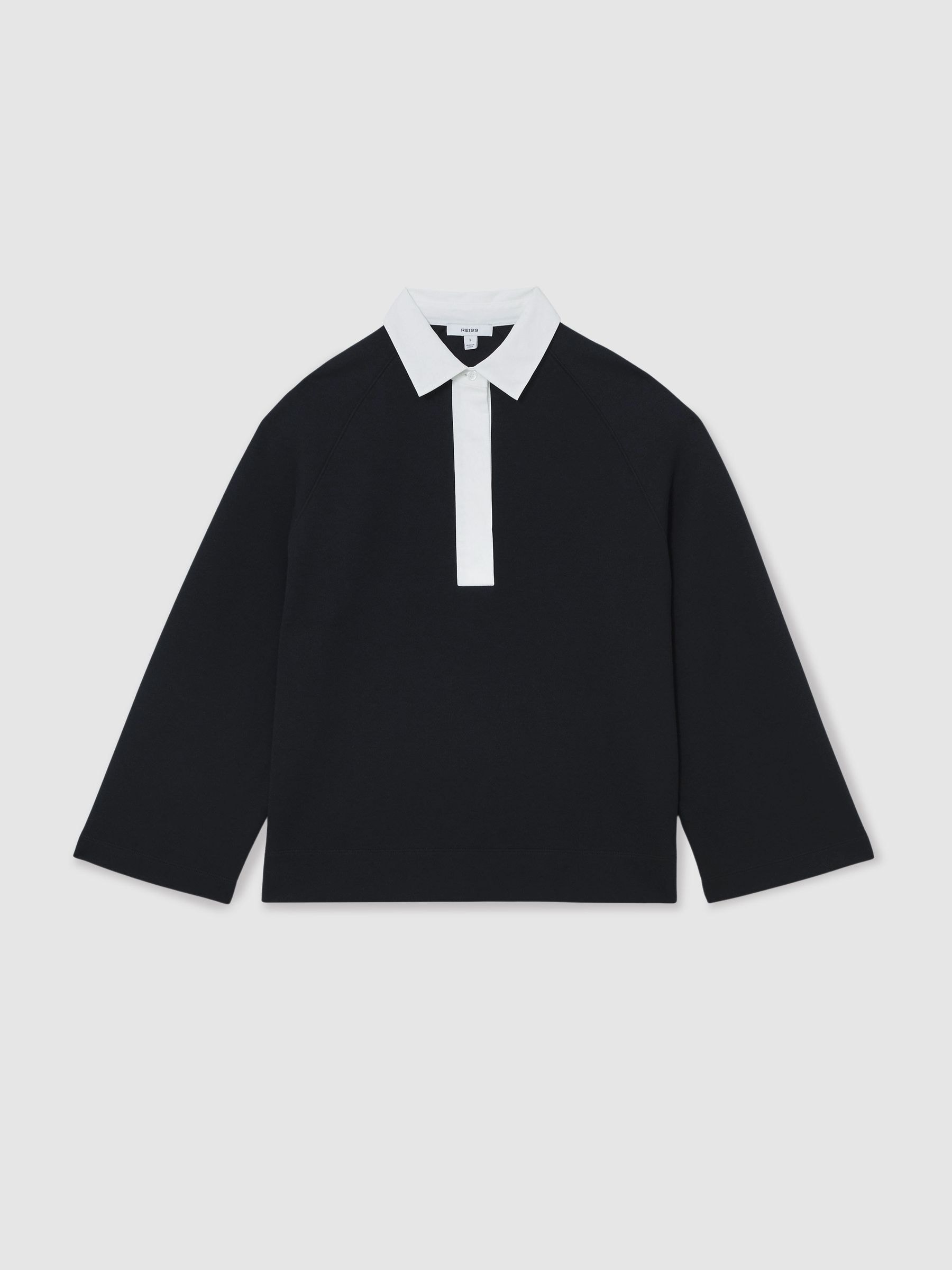 Buy Reiss Black/White Gaia Interlock Contrast-Collar Sweatshirt