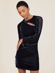 Reiss Carly Velvet Mesh-Panel Mini Dress - Imagem 1 de 7
