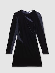 Reiss Carly Velvet Mesh-Panel Mini Dress - Imagem 2 de 7
