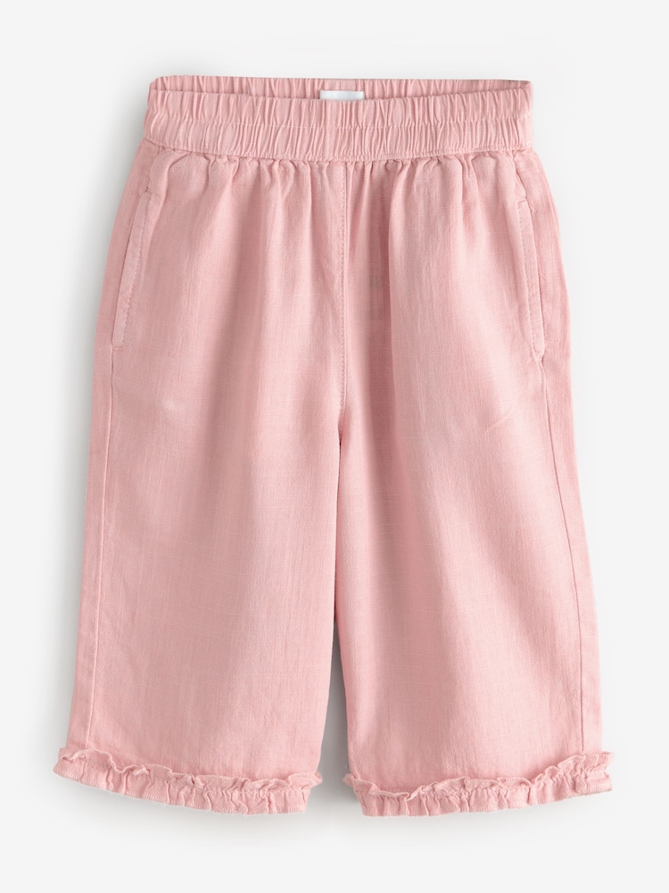 Blue Linen Frilled Hem Short Trousers - Image 1 of 1