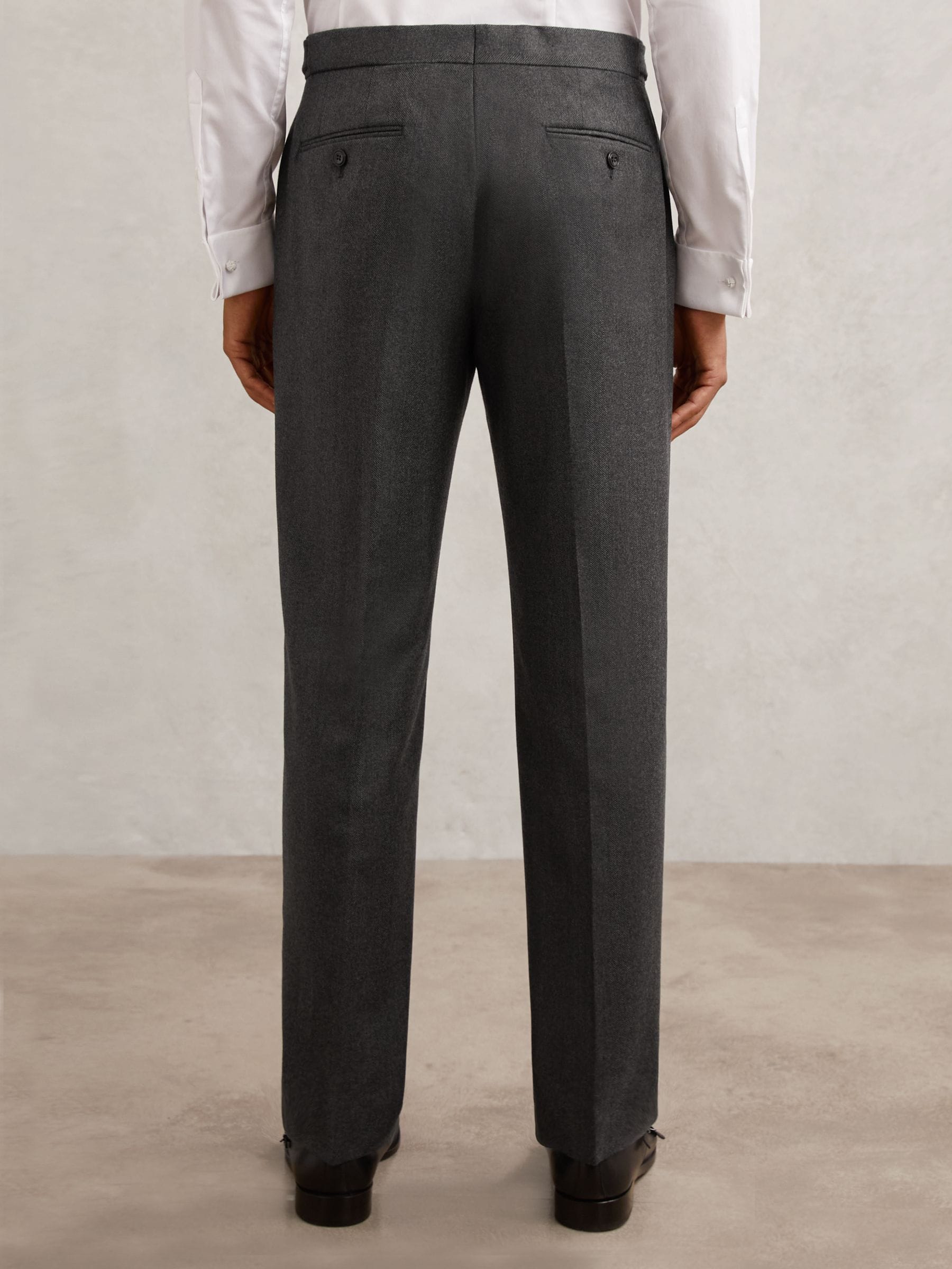 Buy Reiss Charcoal Grey Jackal Wool Flannel Classic-Fit Trousers