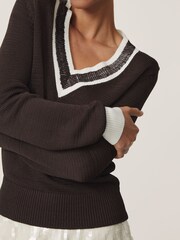 Reiss Chocolate Brown Courtney Jumper - Image 1 of 5