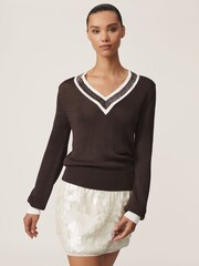 Reiss Chocolate Brown Courtney Jumper - Image 3 of 5