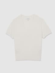 Reiss Ivory Valerie Cotton-Wool Knit V-Neck Top - Image 2 of 7