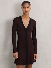 Reiss Alma Craft-Stitch Rib-Knit Mini Dress - Imagem 1 de 6