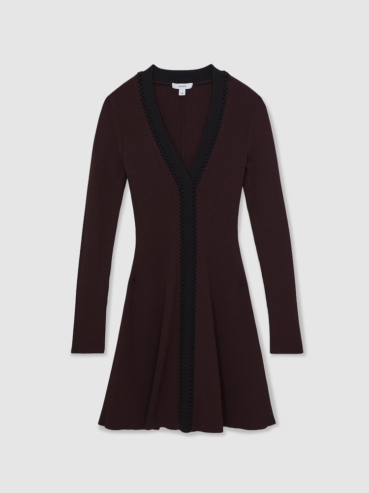 Reiss Alma Craft-Stitch Rib-Knit Mini Dress - Imagem 2 de 6