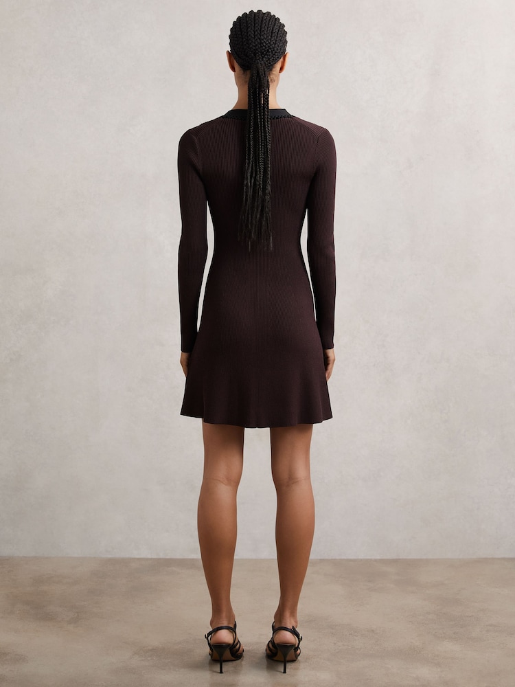 burgundy knit mini dress Women's Chiara Mini Dress in Sheer Knit Red, XXL , Sheer , Scoop Neckline red main image 1