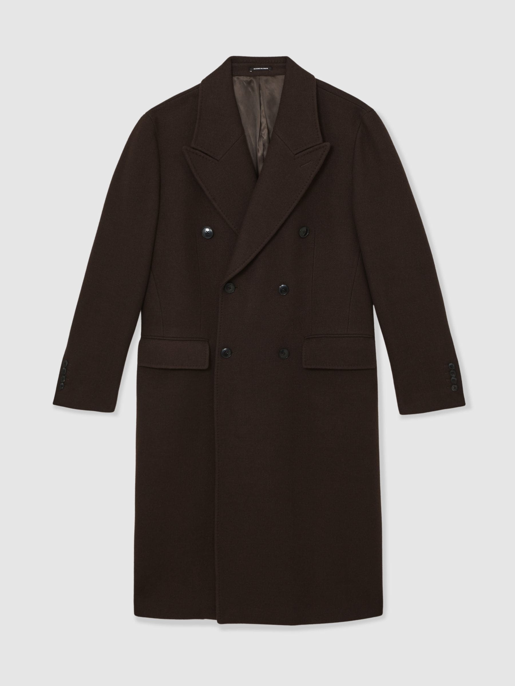 Buy Reiss Chocolate Brown Primo Wool-Blend Double-Breasted
