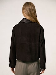 Reiss Chocolate Brown Lennox Suede Oversized Jacket - Image 5 of 6