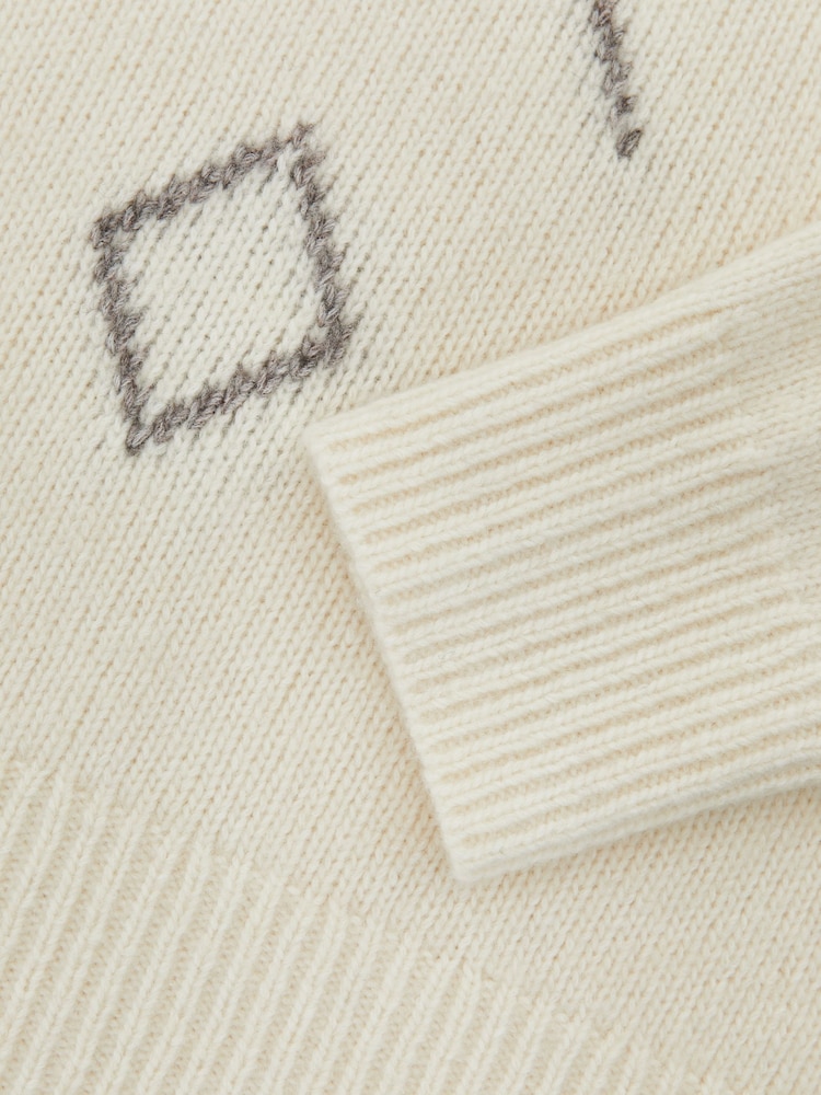 Reiss Cream/Taupe Brown Cookie Wool-Blend Roll-Neck Argyle Jumper - Image 6 of 6 Reiss Cream/Taupe Brown Cookie Wool-Blend Roll-Neck Argyle Jumper - Image 6 of 6