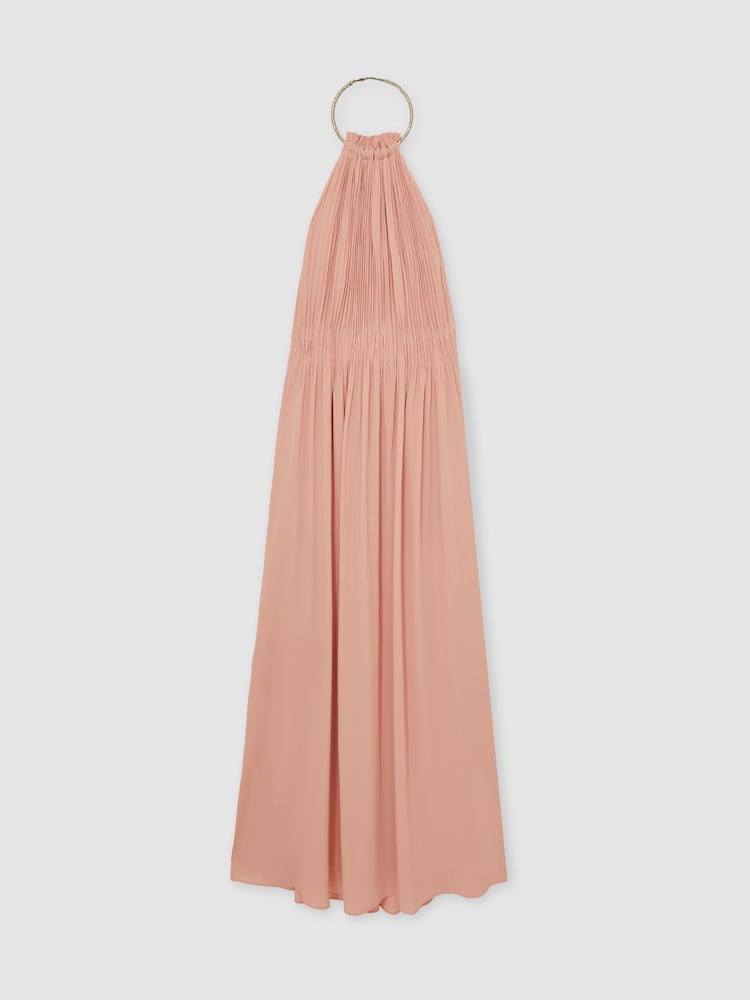 Reiss Pink Vinnie Ring-Detail Halterneck Maxi Dress - Image 2 of 6 Reiss Pink Vinnie Ring-Detail Halterneck Maxi Dress - Image 2 of 6