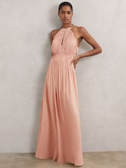 Reiss Pink Vinnie Ring-Detail Halterneck Maxi Dress - Image 3 of 6