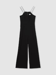 Reiss Black Olara Chain-Strap Wide-Leg Jumpsuit - Image 2 of 6