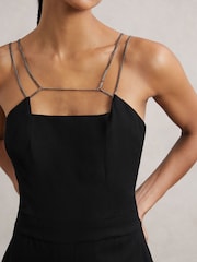 Reiss Black Olara Chain-Strap Wide-Leg Jumpsuit - Image 3 of 6