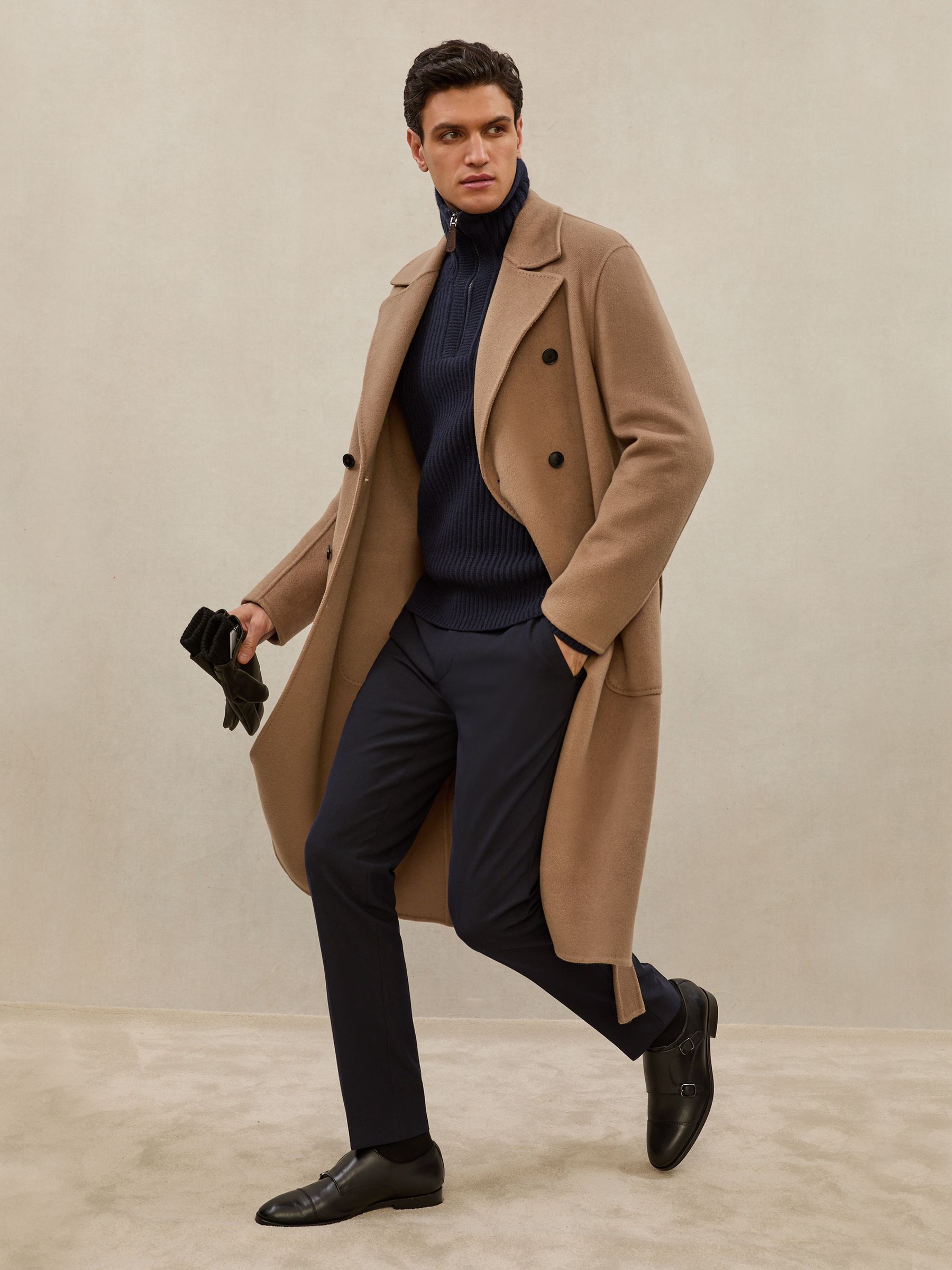 Buy Reiss Camel Brown Sangiovese Atelier Double-Breasted Belted