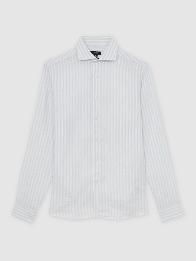 Reiss Pale Blue/White Stripe Ruban Shirt - Image 2 of 7 Reiss Pale Blue/White Stripe Ruban Shirt - Image 2 of 7