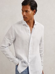 Reiss Pale Blue/White Stripe Ruban Shirt - Image 4 of 7