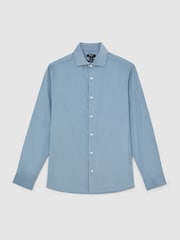 Reiss Airforce Blue Velma Cotton Corduroy Cutaway-Collar Shirt - Image 2 of 6
