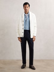 Reiss Airforce Blue Velma Cotton Corduroy Cutaway-Collar Shirt - Image 4 of 6