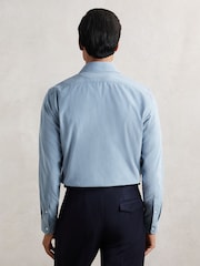 Reiss Airforce Blue Velma Cotton Corduroy Cutaway-Collar Shirt - Image 5 of 6