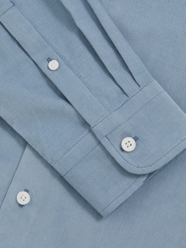 Reiss Airforce Blue Velma Cotton Corduroy Cutaway-Collar Shirt - Image 6 of 6 Reiss Airforce Blue Velma Cotton Corduroy Cutaway-Collar Shirt - Image 6 of 6