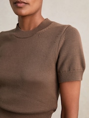 Marrón - Top de cuello redondo de algodón y lana Anita de Reiss - Imagen 4 de 6