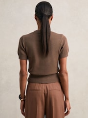 Marrón - Top de cuello redondo de algodón y lana Anita de Reiss - Imagen 5 de 6