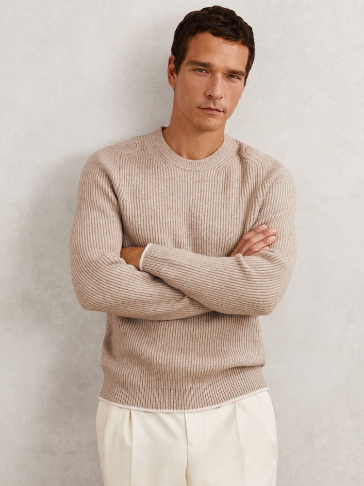 Reiss Oatmeal Brown Crammond Jumper - Image 1 of 8