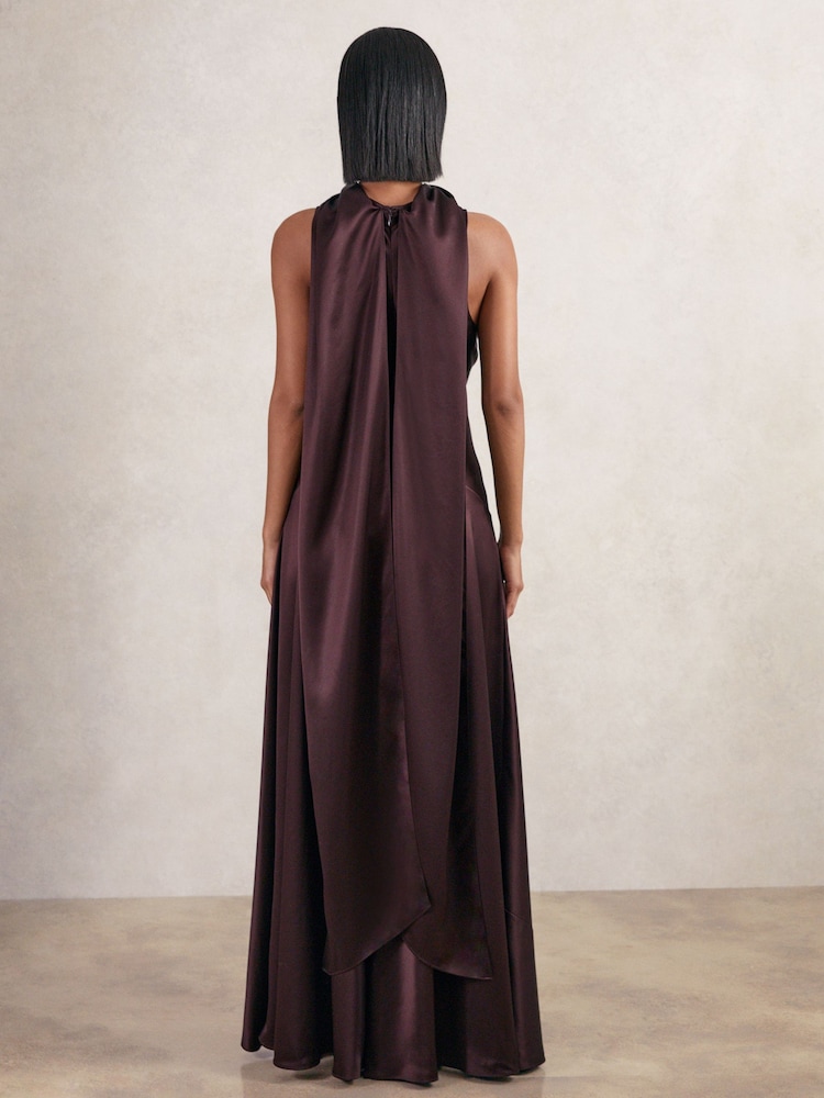 Buy Reiss Burgundy Fae Satin Cape Maxi Dress from Next Lebanon