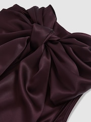 Reiss Burgundy Fae Satin Cape Maxi Dress - Image 7 of 7