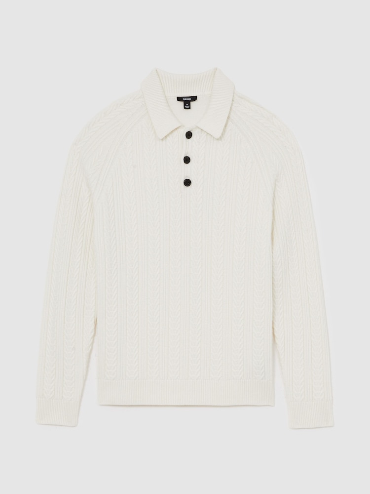 Reiss Winter White Evesham Cable-Knit Jumper With Wool - Image 2 of 6 Reiss Winter White Evesham Cable-Knit Jumper With Wool - Image 2 of 6
