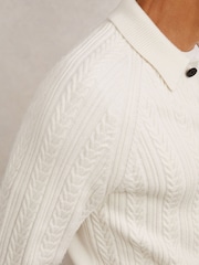 Reiss Winter White Evesham Cable-Knit Jumper With Wool - Image 3 of 6