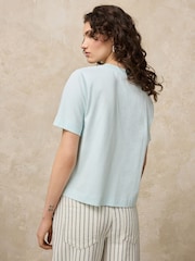 Light Blue Bow Graphic Short Sleeve Crew Neck T-Shirt - Image 4 of 4