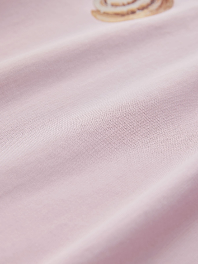 Pink Cinnamon Roll Graphic Relaxed Boxy Elbow Length Crew Neck T-Shirt - Image 9 of 9