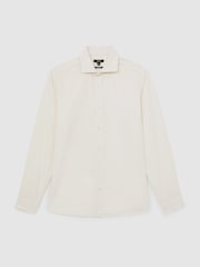 Reiss White Velma Cotton Corduroy Cutaway-Collar Shirt - Image 2 of 6