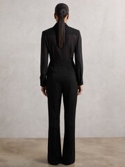 Reiss Black Perla Sheer-Sleeve Tuxedo Jumpsuit - Image 5 of 6