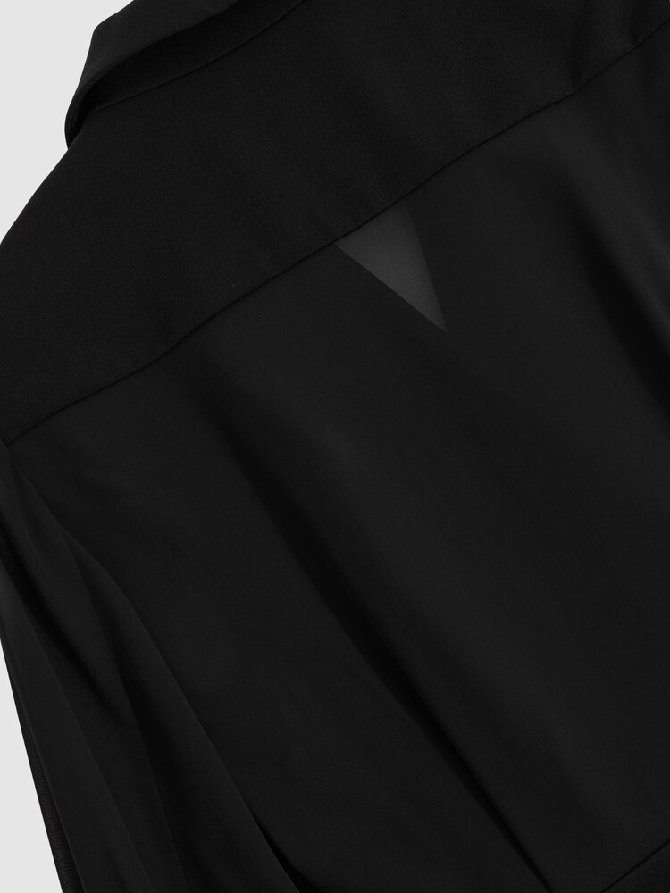 Reiss Black Perla Sheer-Sleeve Tuxedo Jumpsuit - Image 6 of 6