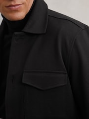 Reiss Black Finley Twill Twin-Pocket Overshirt - Image 3 of 6