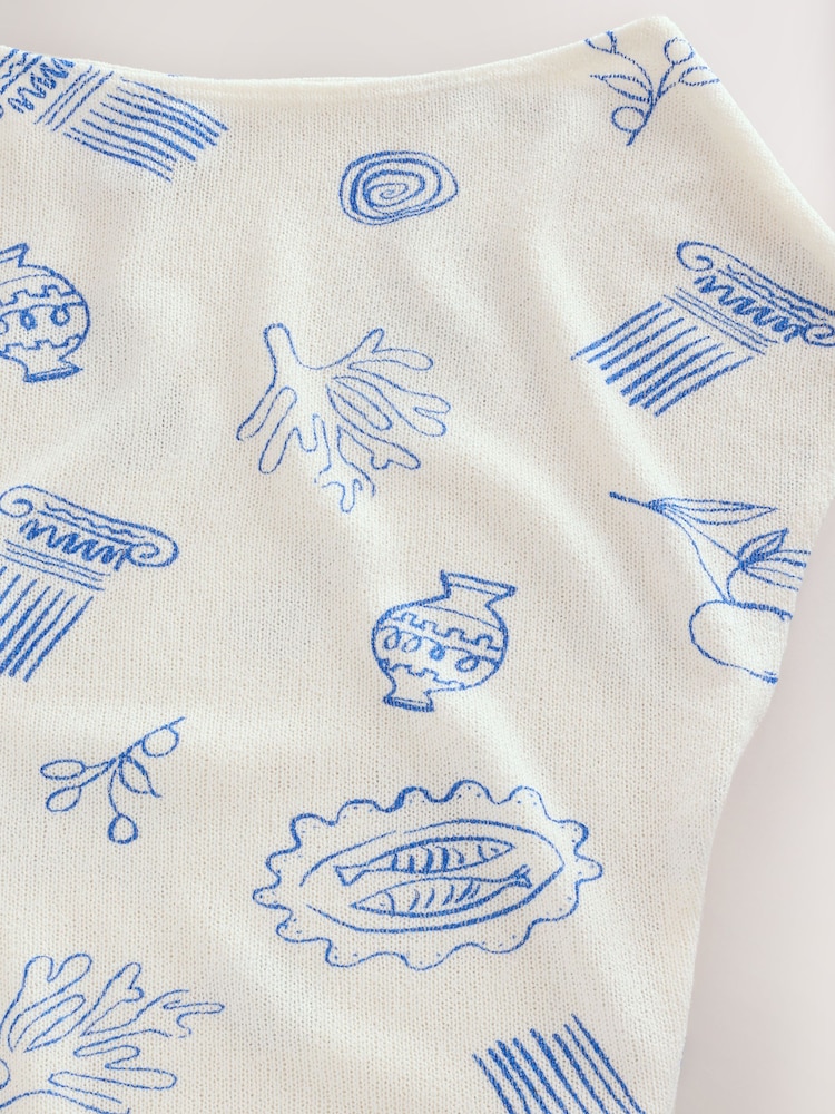 Estampado jarrón blanco/azul - Slouch Sheerknit Drape Top - Imagen 2 de 3