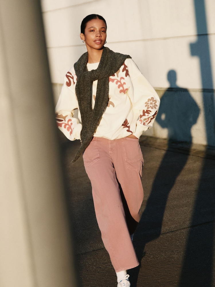 White Sweatshirt with Appliqué Details - Image 2 of 7