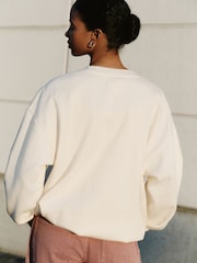 White Sweatshirt with Appliqué Details - Image 3 of 7