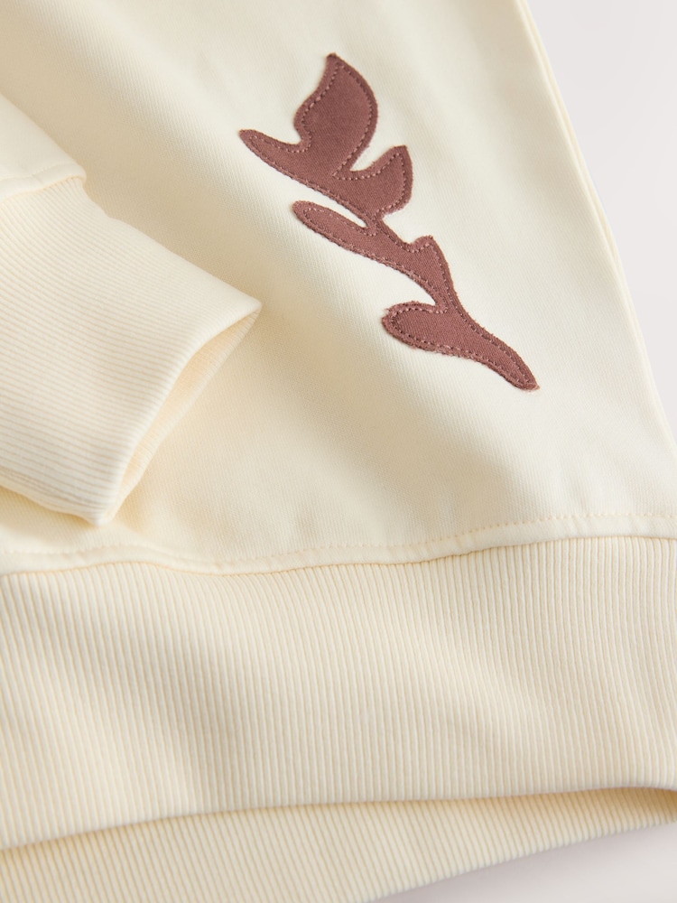 White Sweatshirt with Appliqué Details - Image 7 of 7