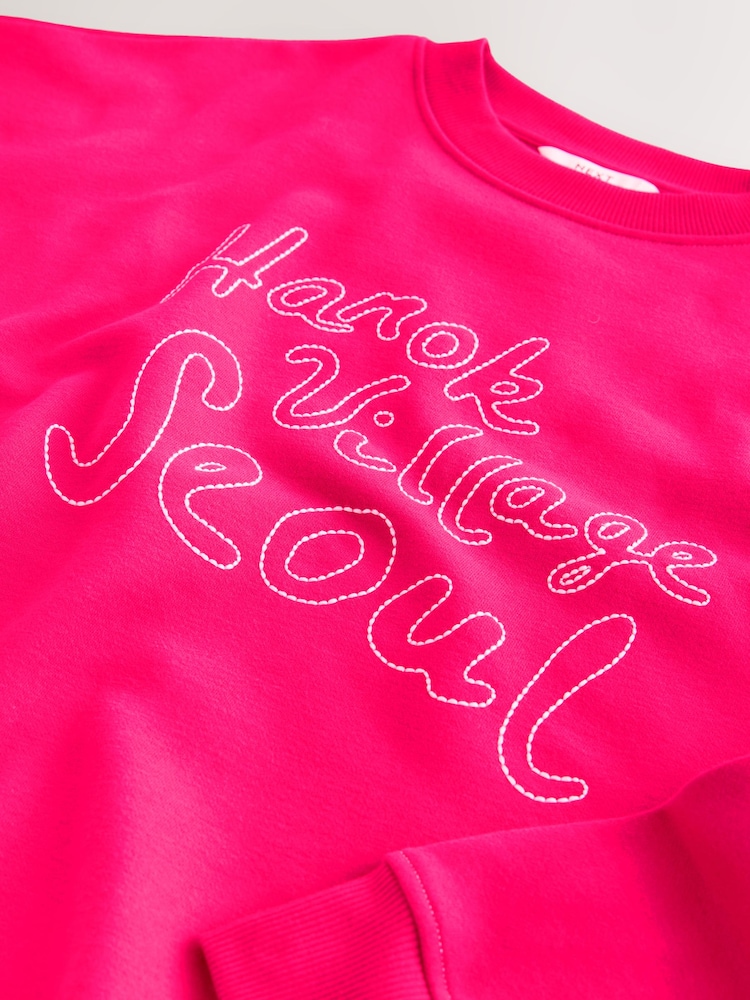 Roze met print - Sweattop met ronde hals en lange mouwen - Afbeelding 2 van 3 Roze met print - Sweattop met ronde hals en lange mouwen - Afbeelding 2 van 3
